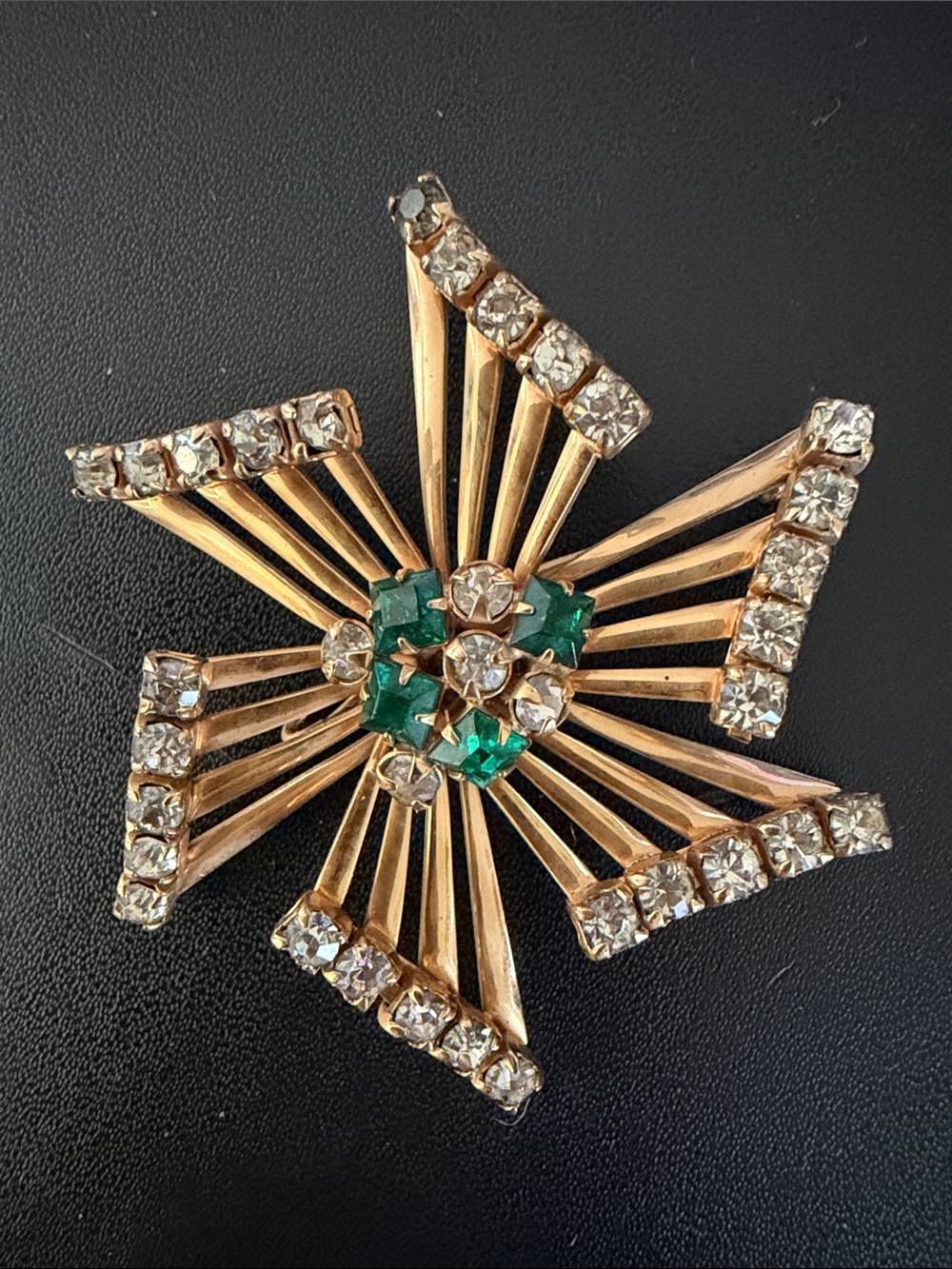 Vintage Gold Crystal Starburst Brooch by M&S - see history below
